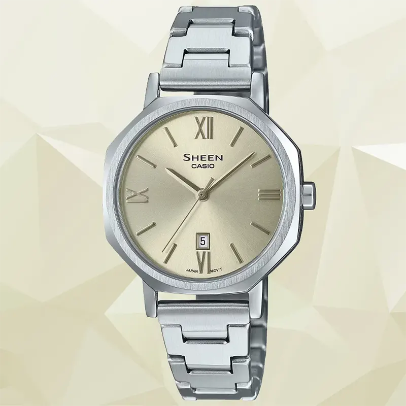 Casio Sheen Japan Quartz Peach Dial Ladies Watch- SHE-4554D-9A